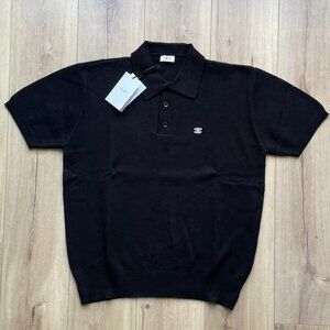 Medium Celine Men's Knitted Polo Black Embroidery